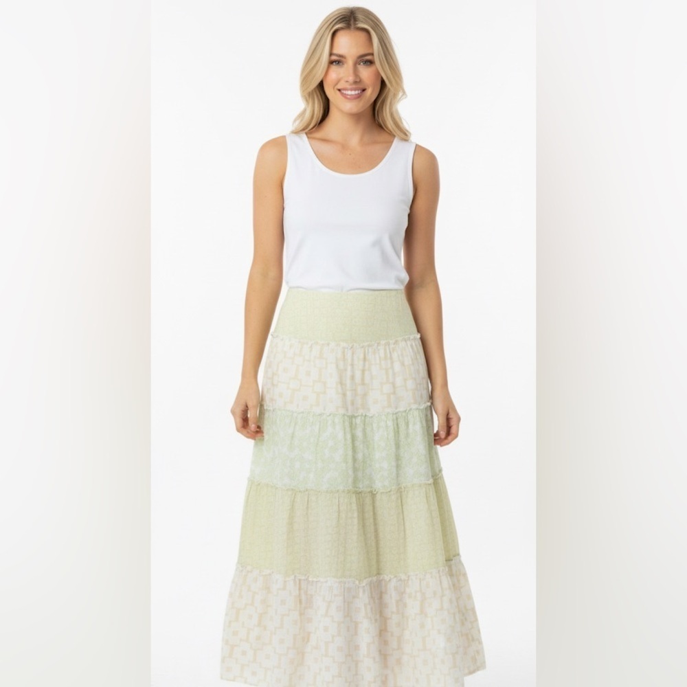 Sigrid Olsen maxi skirt tiered boho size 8 - Picture 1 of 12